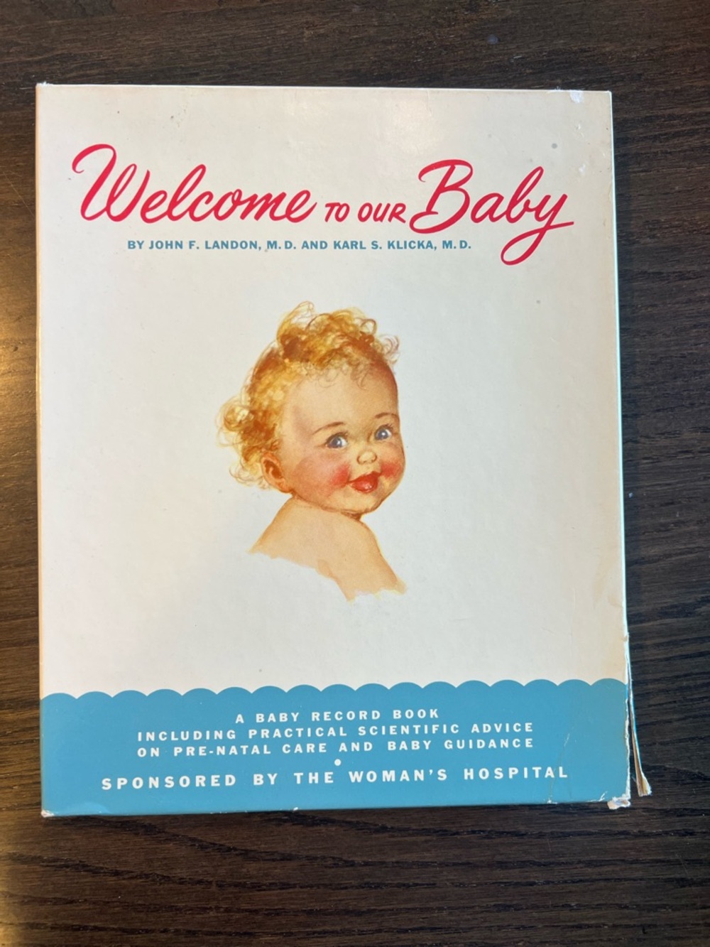 Welcome to Our Baby Vintage Baby Record Book - Cream & Blue